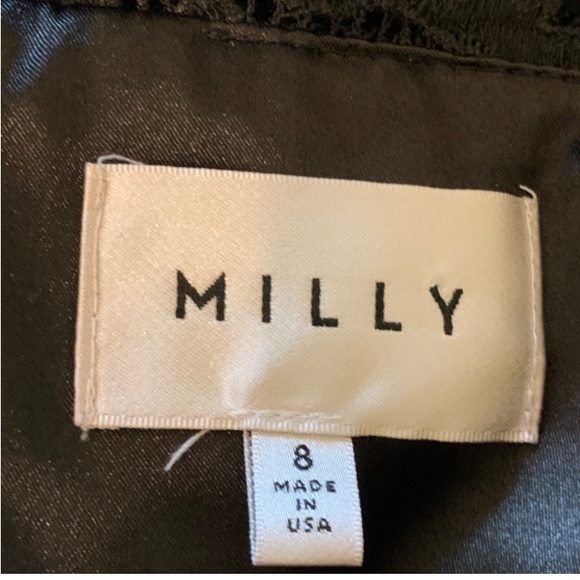 Milly Size 8 Black Lace Overlay Fit and Flare dress size 8 LBD - Picture 4 of 15